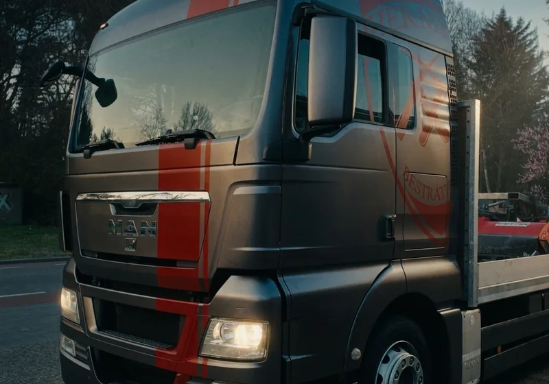 MAN truck red striping accent wrap — commercial vehicle by Wrap My Ride Putte